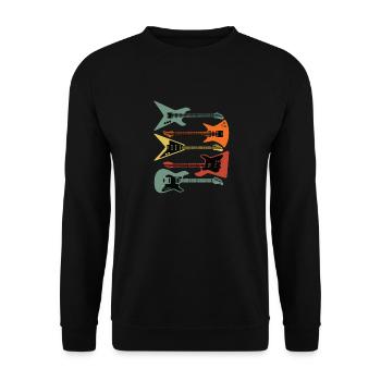 Retro E-Gitarren Vintage-Stil - Unisex Pullover - Schwarz - Vorne - Alina (178cm) & Michal (187cm)