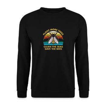 Plant More Trees Clean Seas Save the Bees - Unisex Sweatshirt - black - Front - Alina (178cm) & Michal (187cm)