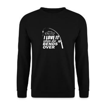 Ich liebe es, wenn sie sich über das Fischen beugt - Unisex Pullover - Schwarz - Vorne - Alina (178cm) & Michal (187cm)