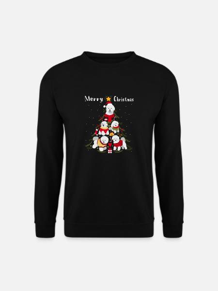 Bichon Frise Weihnachtsbaum Hund Weihnachten - Unisex Pullover - Schwarz
