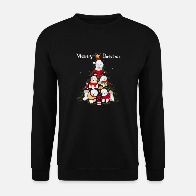 Bichon Frise Weihnachtsbaum Hund Weihnachten - Unisex Pullover - Schwarz