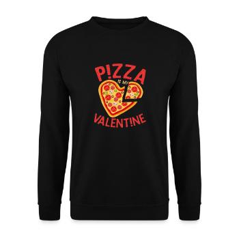 pizza is my valentine print design - Unisex Sweatshirt - black - Front - Alina (178cm) & Michal (187cm)
