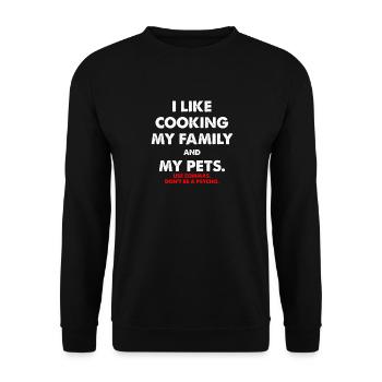 J'aime cuisiner ma famille et mes animaux de compagnie Grammer drôle - Sweat-shirt Unisexe - noir - Devant - Alina (178cm) & Michal (187cm)