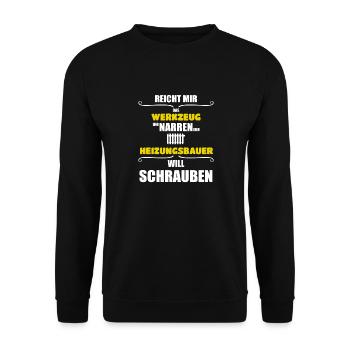 Heizungsbauer Berufe Heizungsbau Installateur - Unisex Pullover - Schwarz - Vorne - Alina (178cm) & Michal (187cm)
