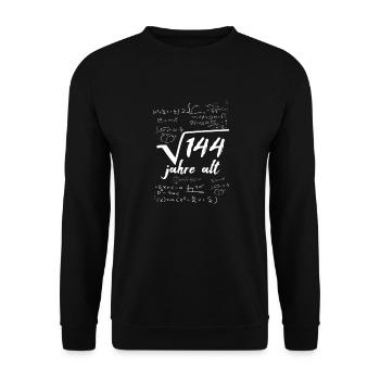 Quadratwurzel 144 = 12 Jahre Alt - Geburtstag - Unisex Pullover - Schwarz - Vorne - Alina (178cm) & Michal (187cm)