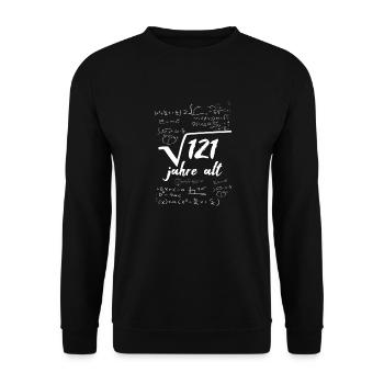 Quadratwurzel 121 = 11 Jahre Alt - Geburtstag - Unisex Pullover - Schwarz - Vorne - Alina (178cm) & Michal (187cm)