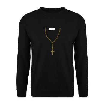 Priester Pfarrer Lustiges Karneval Fasching Kostüm - Unisex Pullover - Schwarz - Vorne - Alina (178cm) & Michal (187cm)