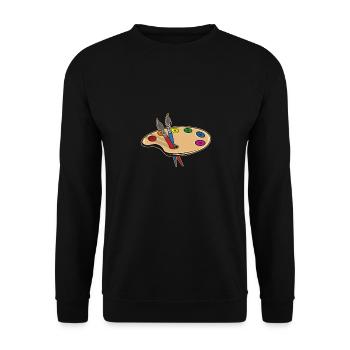 Farbpalette Künstler oder Maler Geschenk - Unisex Pullover - Schwarz - Vorne - Alina (178cm) & Michal (187cm)