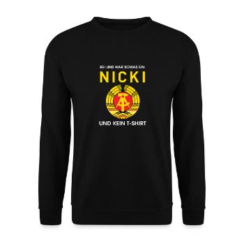 DDR Ostdeutschland Sprüche - Unisex Pullover - Schwarz - Vorne - Alina (178cm) & Michal (187cm)