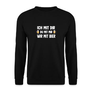 Partner Bier Spruch Alkohol Party Geschenk - Unisex Pullover - Schwarz - Vorne - Alina (178cm) & Michal (187cm)