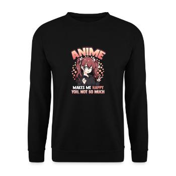 Anime me rend heureux vous pas tellement Pun Kawaii - Sweat-shirt Unisexe - noir - Devant - Alina (178cm) & Michal (187cm)