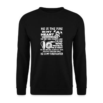 Firefighter He Is My Firefighter - Unisex Sweatshirt - black - Front - Alina (178cm) & Michal (187cm)