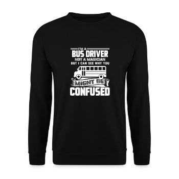 Busfahrer Ich bin ein Busfahrer, kein Zauberer - Unisex Pullover - Schwarz - Vorne - Alina (178cm) & Michal (187cm)
