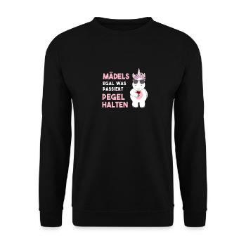 Eihorn JGA Damen Spruch - Junggesellin Geschenk - Unisex Pullover - Schwarz - Vorne - Alina (178cm) & Michal (187cm)
