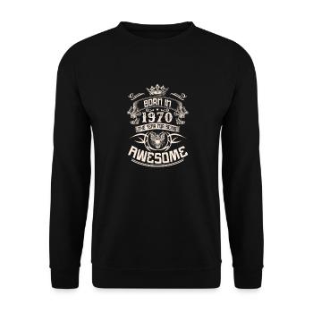 année de naissance 1970 Awesome Year - Sweat-shirt Unisexe - noir - Devant - Alina (178cm) & Michal (187cm)