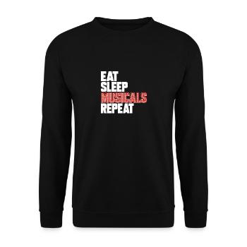 Theater Eat Sleep Musicals Schauspieler Darsteller - Unisex Pullover - Schwarz - Vorne - Alina (178cm) & Michal (187cm)
