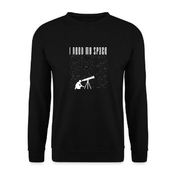 I need my space future astronaut shirt - Unisex Sweatshirt - black - Front - Alina (178cm) & Michal (187cm)