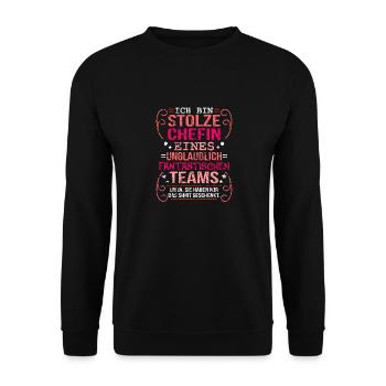 Stolze Chefin Firma Boss - Unisex Pullover - Schwarz - Vorne - Alina (178cm) & Michal (187cm)