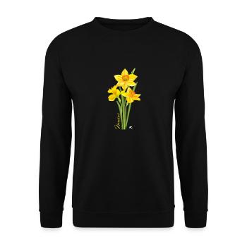 Illustration de jonquilles jaunes - Sweat-shirt Unisexe - noir - Devant - Alina (178cm) & Michal (187cm)