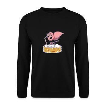 Flamingo Pink Bier trinken Strohhalm Party - Unisex Pullover - Schwarz - Vorne - Alina (178cm) & Michal (187cm)