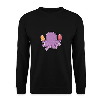 Oktopus Tintenfisch Krake Eis Essen Eiscreme Liebe - Unisex Pullover - Schwarz - Vorne - Alina (178cm) & Michal (187cm)
