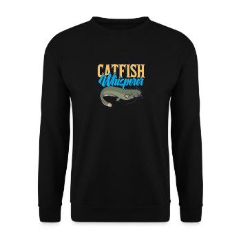 Angeln Angler Motiv - Catfish Whisperer - Unisex Pullover - Schwarz - Vorne - Alina (178cm) & Michal (187cm)