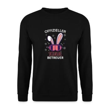 Offizieller Skihaserl Betreuer Skilehrer Skifahrer - Unisex Pullover - Schwarz - Vorne - Alina (178cm) & Michal (187cm)