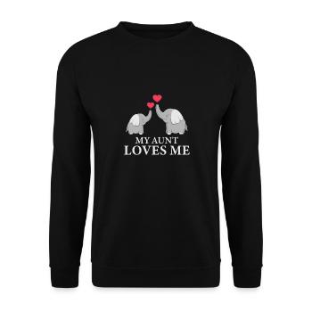My Best Aunt Loves Me Gute Nephew und Elefant Fan - Unisex Pullover - Schwarz - Vorne - Alina (178cm) & Michal (187cm)