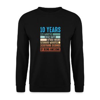 10 years 120 months 10 year old shirt - Unisex Sweatshirt - black - Front - Alina (178cm) & Michal (187cm)