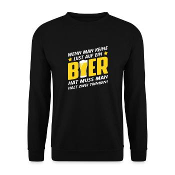 Wen man keine Lust auf ein Bier hat muss man halt2 - Unisex Pullover - Schwarz - Vorne - Alina (178cm) & Michal (187cm)