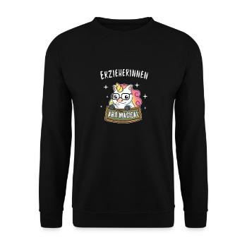 Erzieher Kindergarten Hort Kita Geschenkidee Frau - Unisex Pullover - Schwarz - Vorne - Alina (178cm) & Michal (187cm)