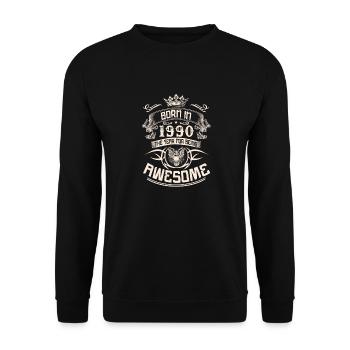 année de naissance 1990 Awesome Year - Sweat-shirt Unisexe - noir - Devant - Alina (178cm) & Michal (187cm)