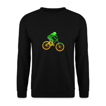 Bicycle mountain bike green yellow color silhouette - Unisex Sweatshirt - black - Front - Alina (178cm) & Michal (187cm)