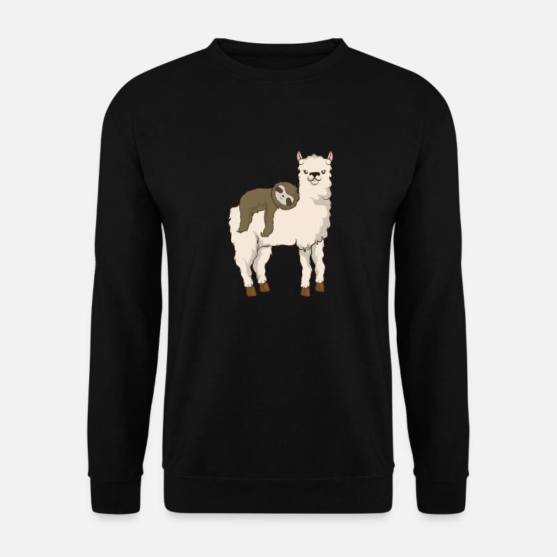 Faultierreiten Lama Entzückender flauschiger Lama & Faultier - Unisex Pullover - Schwarz