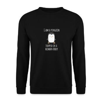 Je suis un pingouin, pris au piège dans un corps humain - Sweat-shirt Unisexe - noir - Devant - Alina (178cm) & Michal (187cm)