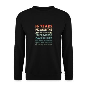 16th Birthday-16 Years Of Being Awesome - Unisex Sweatshirt - black - Front - Alina (178cm) & Michal (187cm)