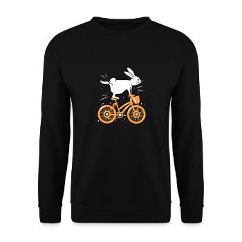 Hase am Fahhrad Ostern Mountain Bike Radfahrer Ge - Unisex Pullover - Schwarz - Vorne - Alina (178cm) & Michal (187cm)