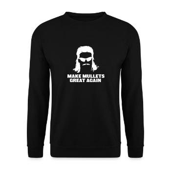 Machen Sie Mullets wieder großartig Lustige 2020-Wahl - Unisex Pullover - Schwarz - Vorne - Alina (178cm) & Michal (187cm)