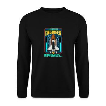 Luft- und Raumfahrtingenieur in Bearbeitung… Raumschiffrakete - Unisex Pullover - Schwarz - Vorne - Alina (178cm) & Michal (187cm)