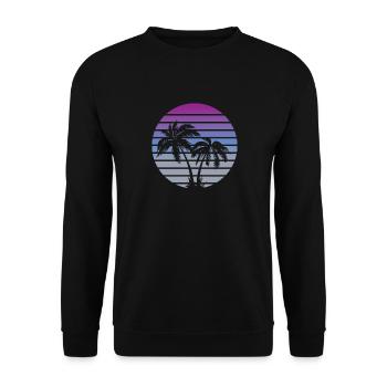 80s miami style beach palms - Unisex Sweatshirt - black - Front - Alina (178cm) & Michal (187cm)