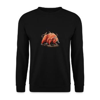 Stier Bulle Sternzeichen Rodeo Ochse Geschenk - Unisex Pullover - Schwarz - Vorne - Alina (178cm) & Michal (187cm)