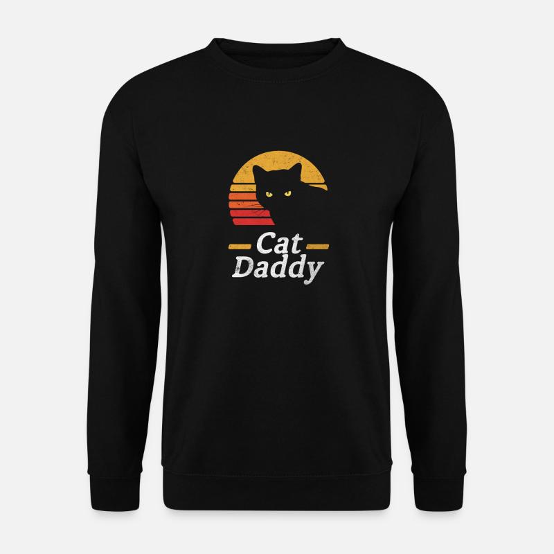 Cat Daddy Vintage 80er Jahre Style Cat Retro Distres - Unisex Pullover - Schwarz