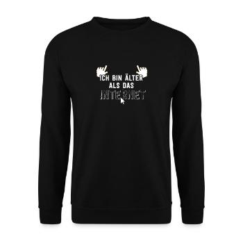 Ich bin älter als das Internet - Unisex Pullover - Schwarz - Vorne - Alina (178cm) & Michal (187cm)