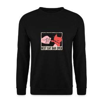 Bester Katzen Papa aller Zeiten bump fists Katze - Unisex Pullover - Schwarz - Vorne - Alina (178cm) & Michal (187cm)