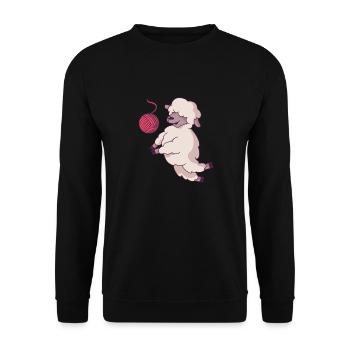 Volleyball Sheep Funny Humor Dredging Flatbed - Unisex Sweatshirt - black - Front - Alina (178cm) & Michal (187cm)