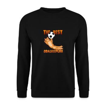 Soccer - Cat Best Goalkeeper - Funny Stadium - Unisex Pullover - Schwarz - Vorne - Alina (178cm) & Michal (187cm)