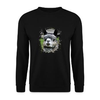 Alpaga alpaga alpaga lama lama lama - Sweat-shirt Unisexe - noir - Devant - Alina (178cm) & Michal (187cm)