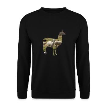 Alpaga alpaga alpaga lama lama lama - Sweat-shirt Unisexe - noir - Devant - Alina (178cm) & Michal (187cm)
