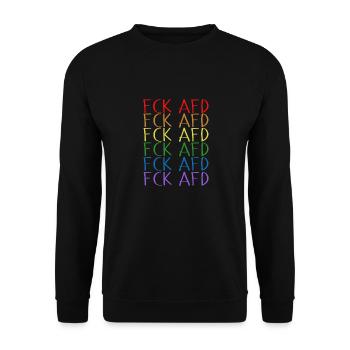FCK AFD Rainbow - Fuck AfD - Unisex Sweatshirt - black - Front - Alina (178cm) & Michal (187cm)