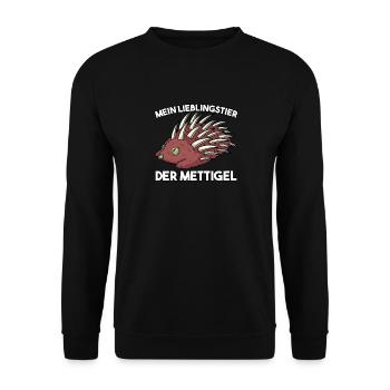 Mettigel Mettbrötchen für Fleischliebhaber - Unisex Pullover - Schwarz - Vorne - Alina (178cm) & Michal (187cm)
